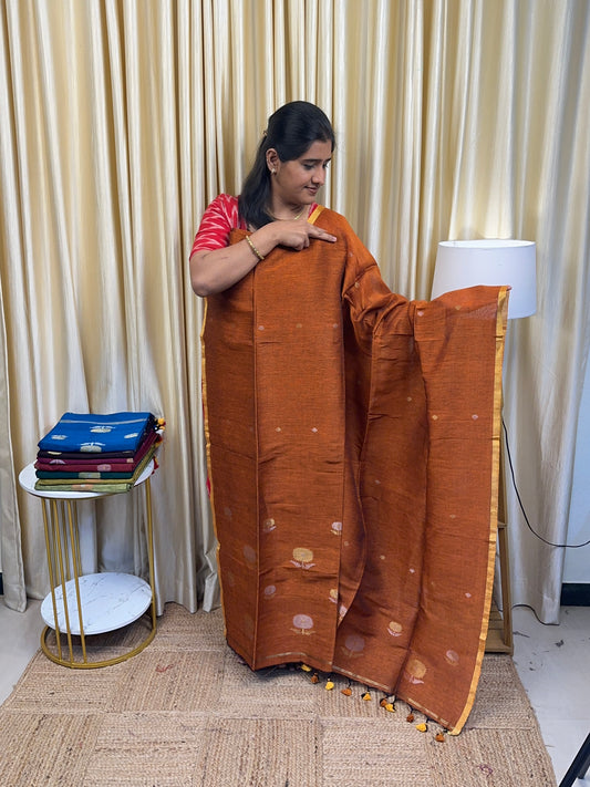 Linen jamdhani [Handwork] sunflower -1