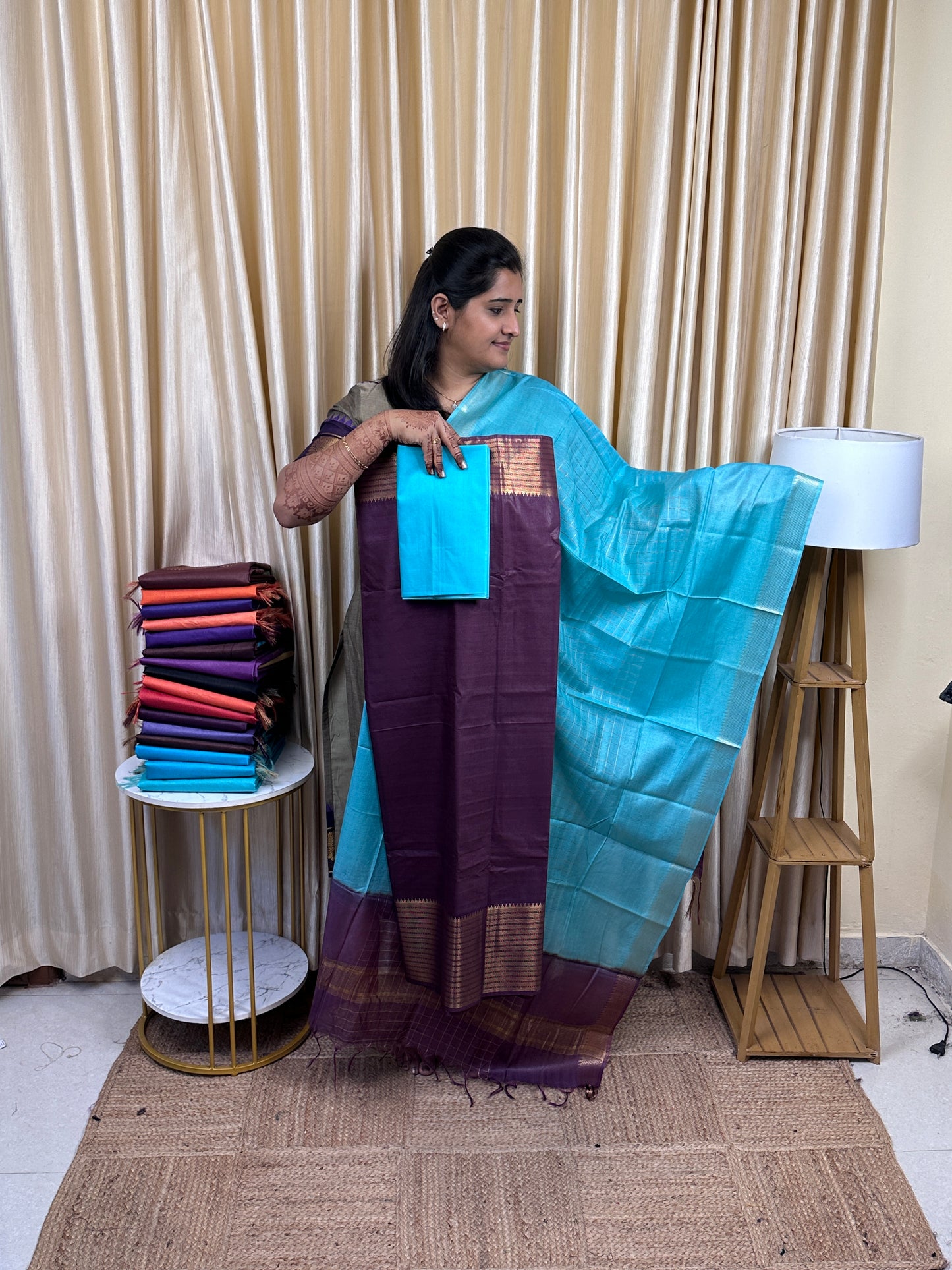 Mangalagiri big border silk cotton 3 piece set MBD-9