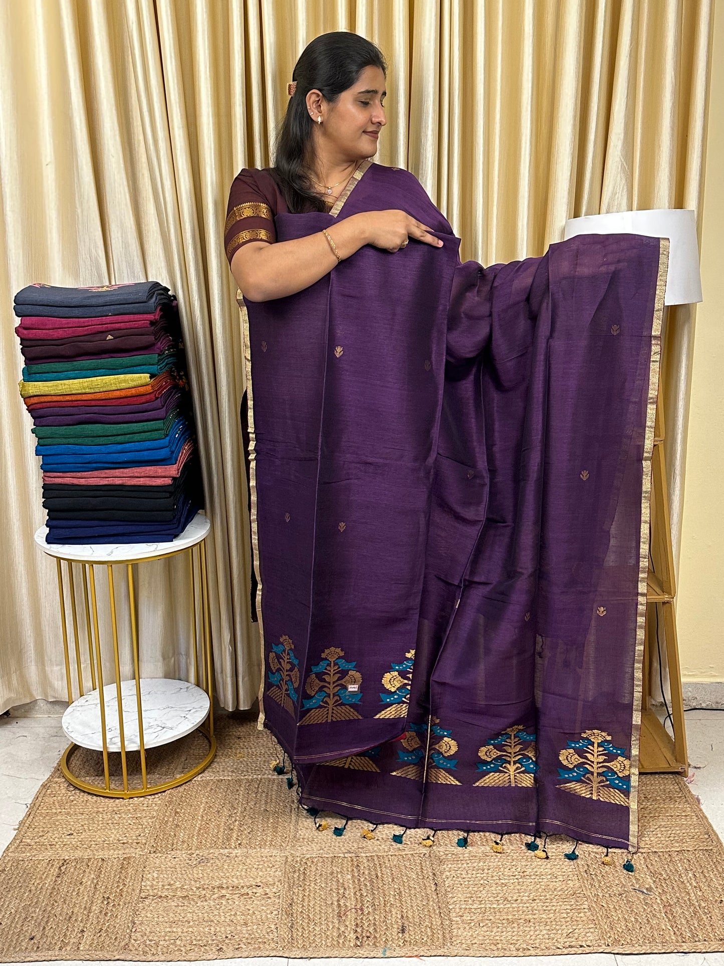 Linen Banarasi Jamdhani handloom JAM60