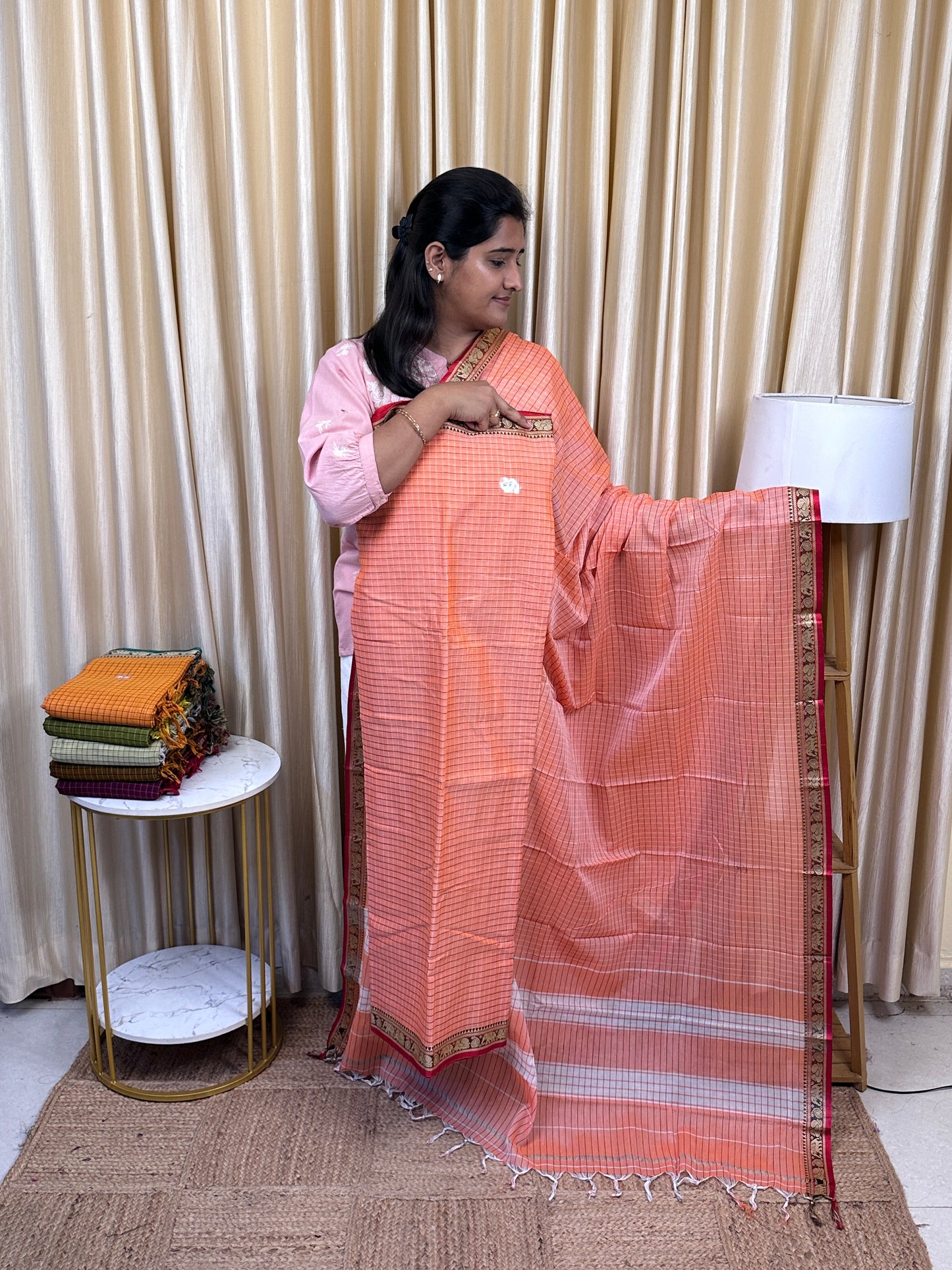Narayanpet  checks Mercerised cotton (4.5 m Top)-CHKN11