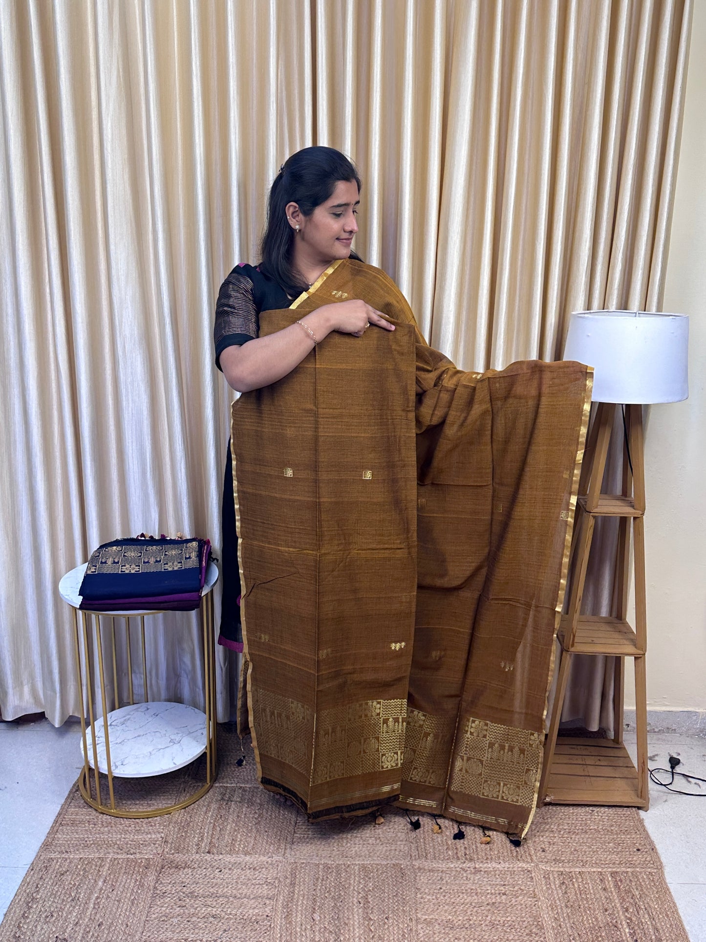 Banarasi Handwork Jamdhani Mercerised cotton 2 piece set - Checks 15