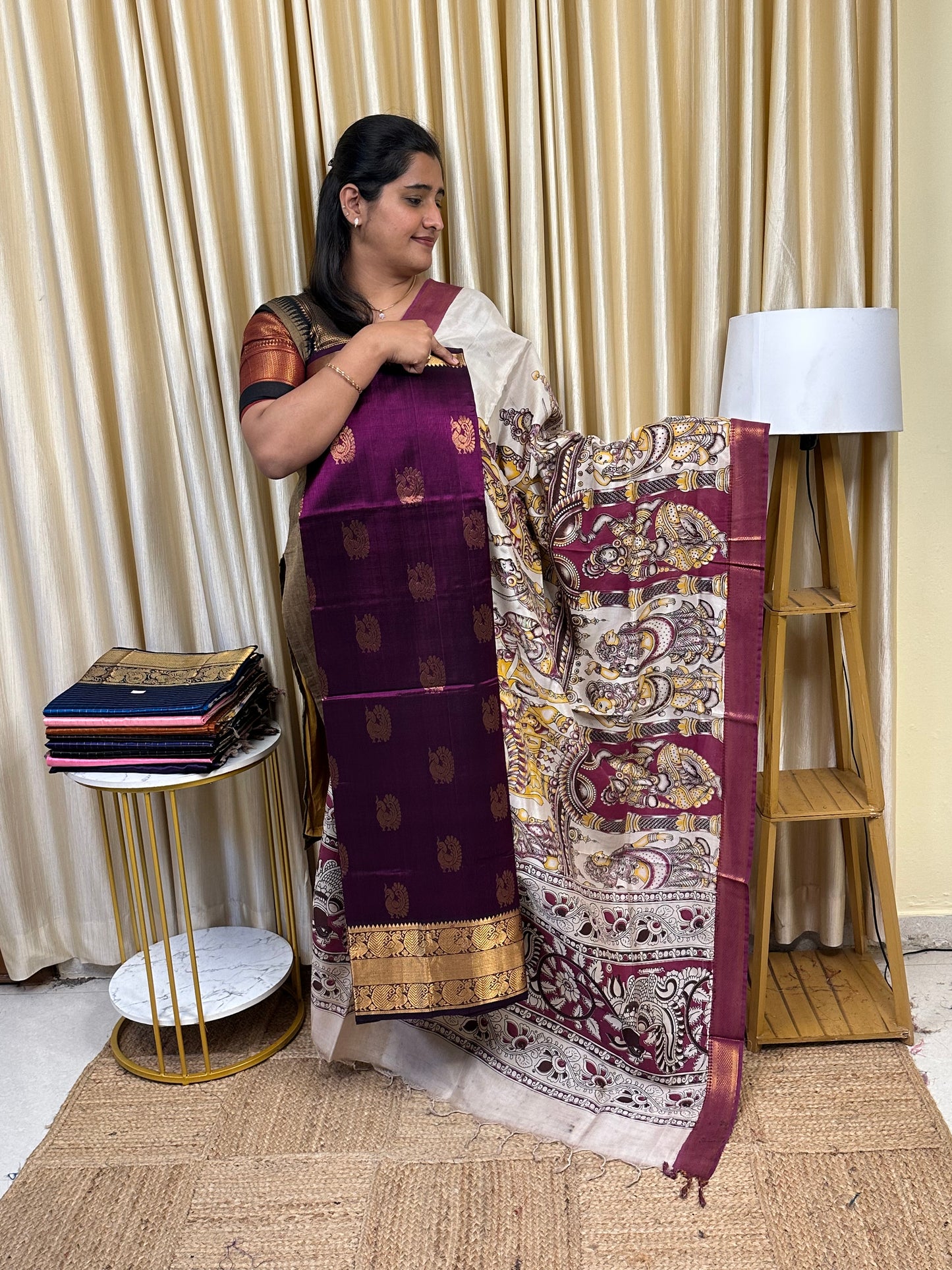 Handloom Mangalgiri Top kalamkari Duppatta-Butta3