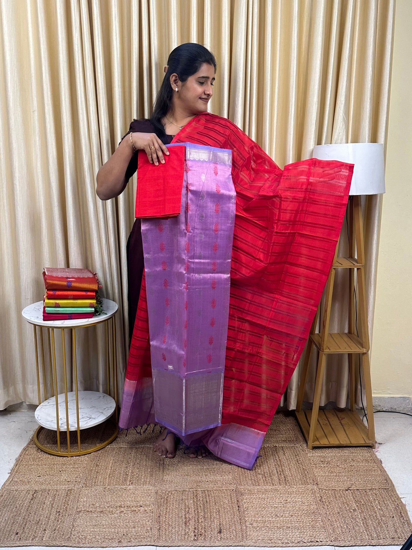 YAZHI 20 Big border Mangalgiri handloom Floral butta