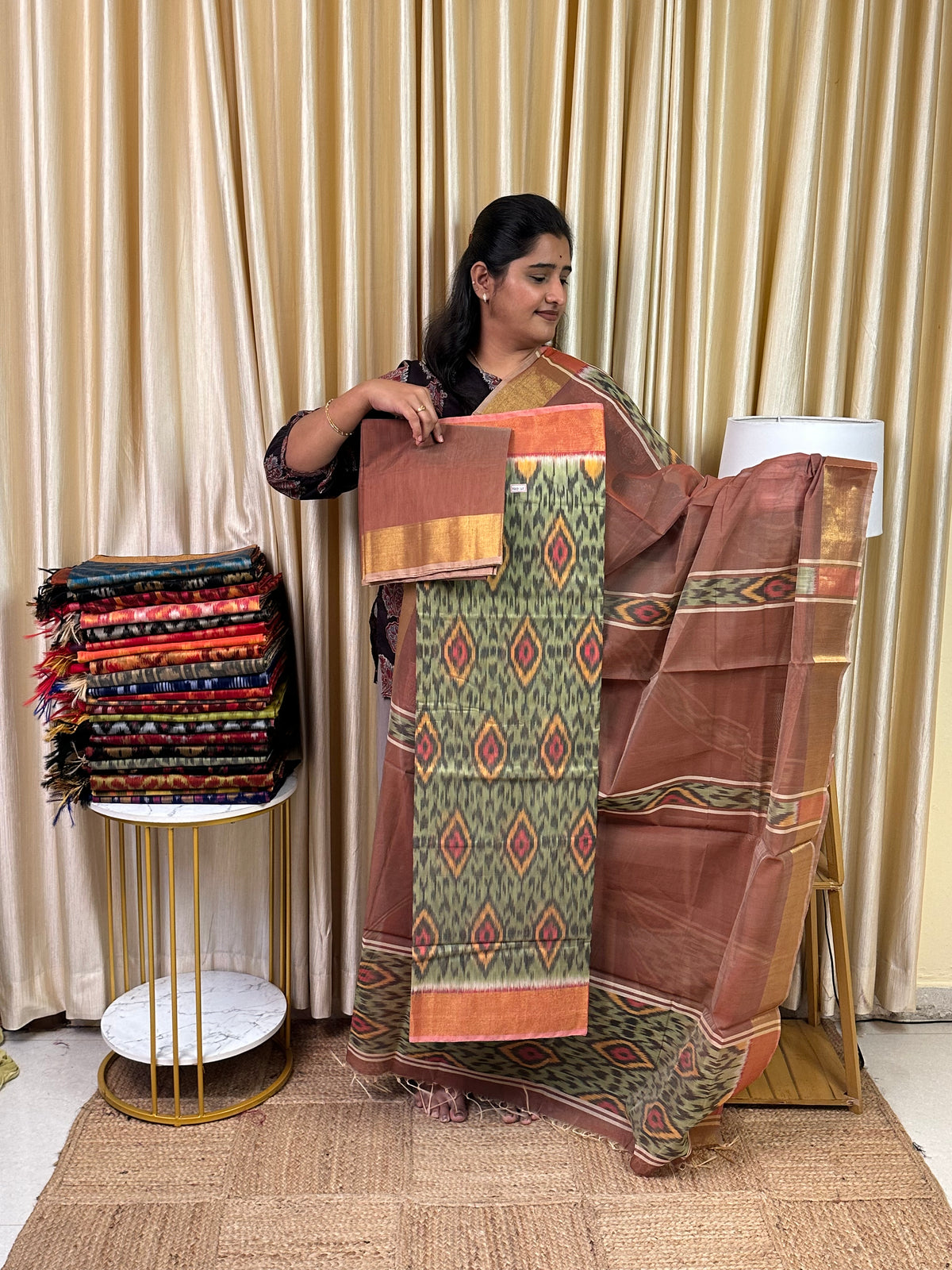 Handloom Pochampalli Sico 3 piece set -KHP 67