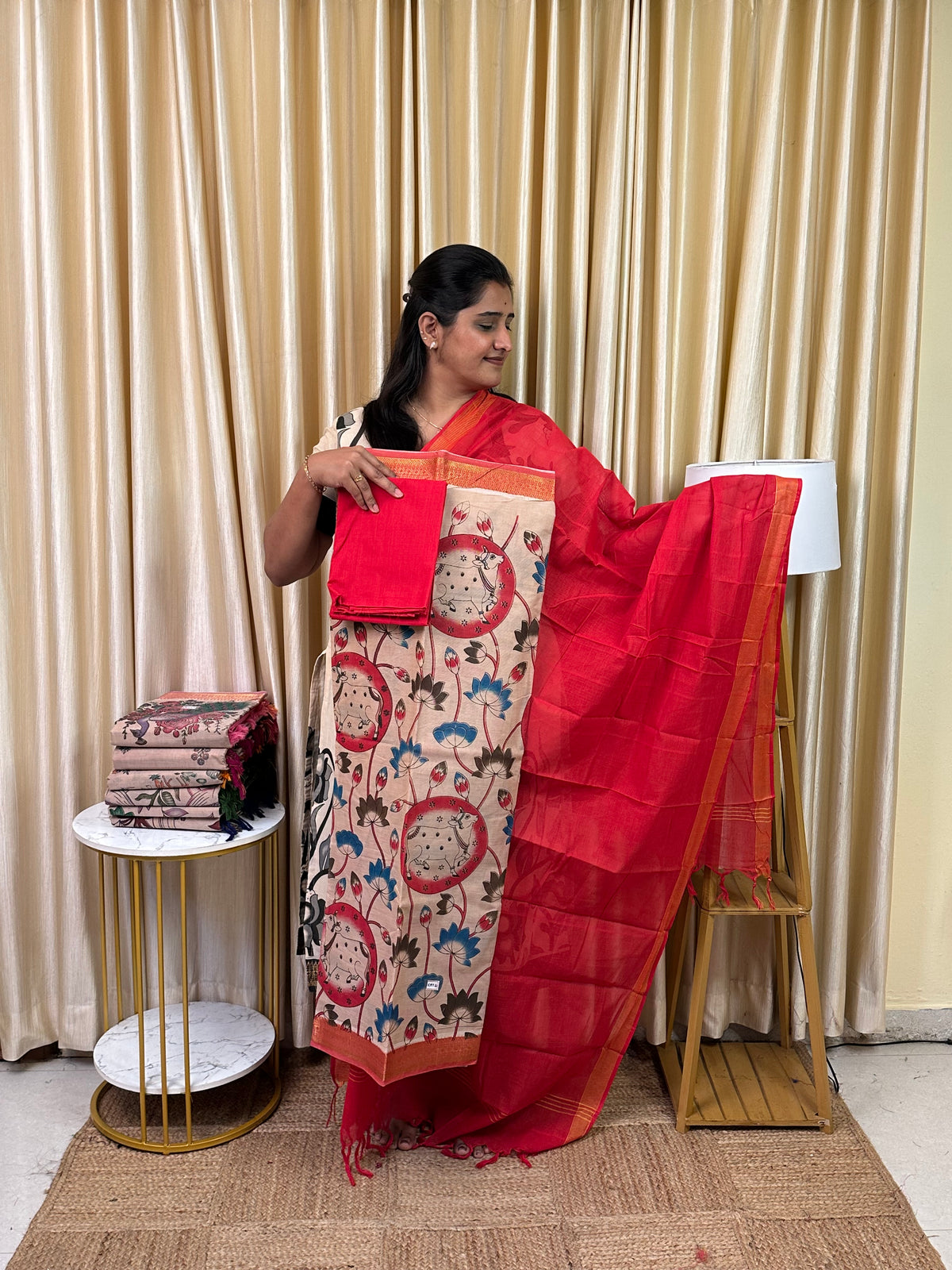 Mangalgiri printed Cotton  3 piece Salwar Suit-KMT2