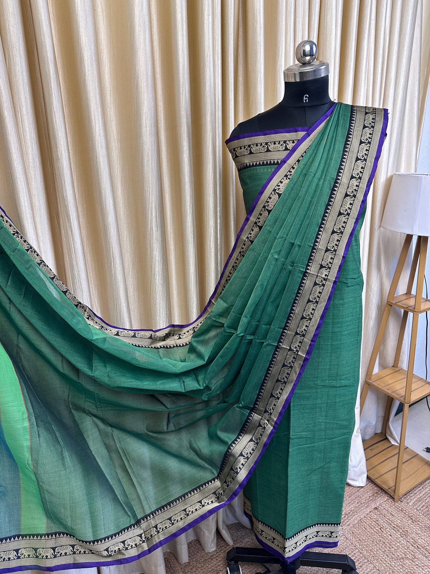 Saral- Narayanpet dress material - dual green