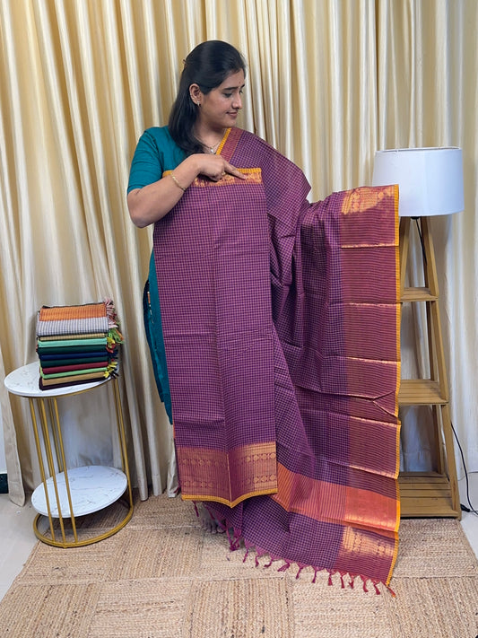 Kanchi cotton special edition-Purple checks