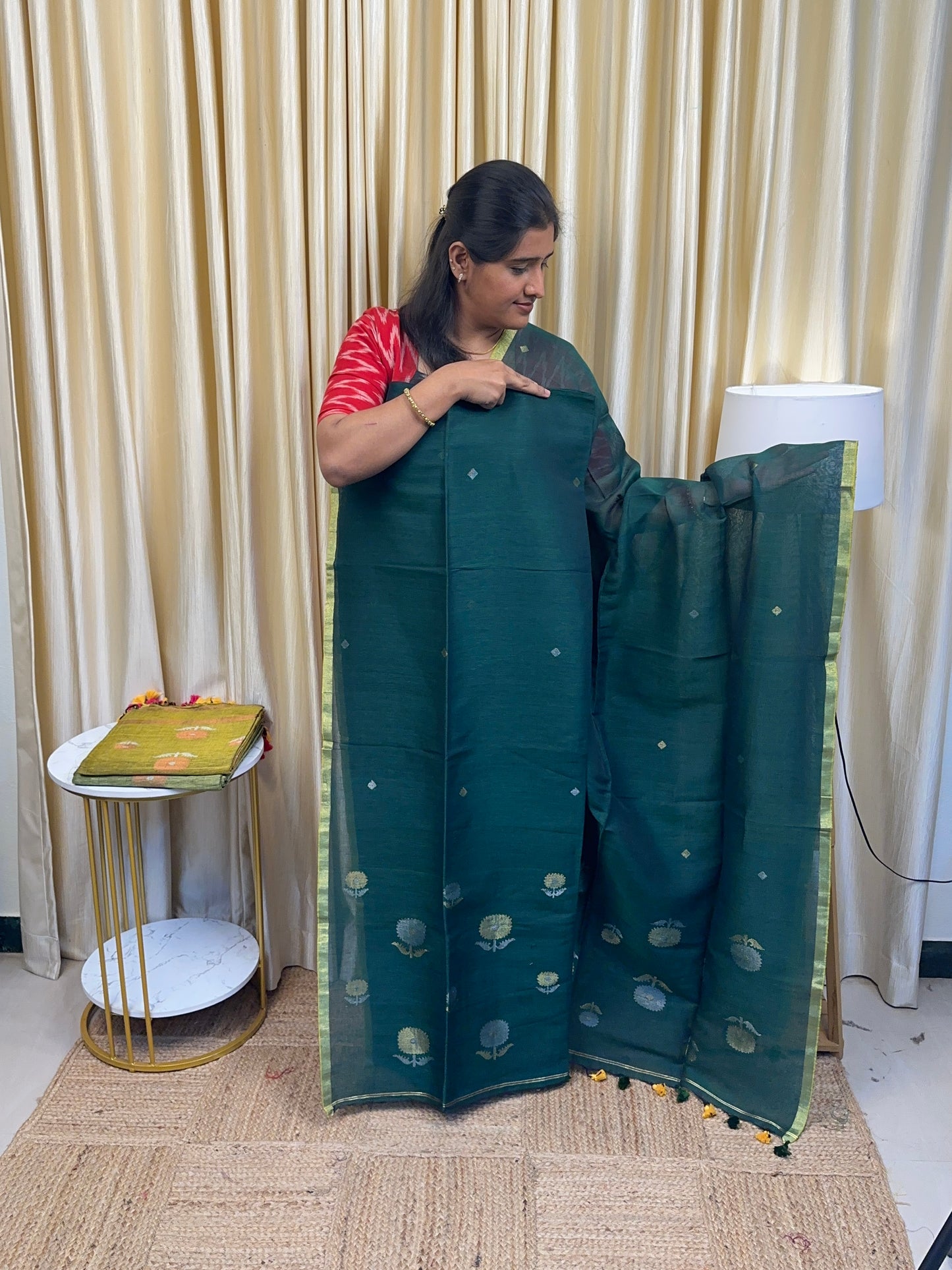 Linen jamdhani [Handwork] sunflower -6