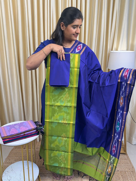 Pochampally salwar suit (green and blue)E1