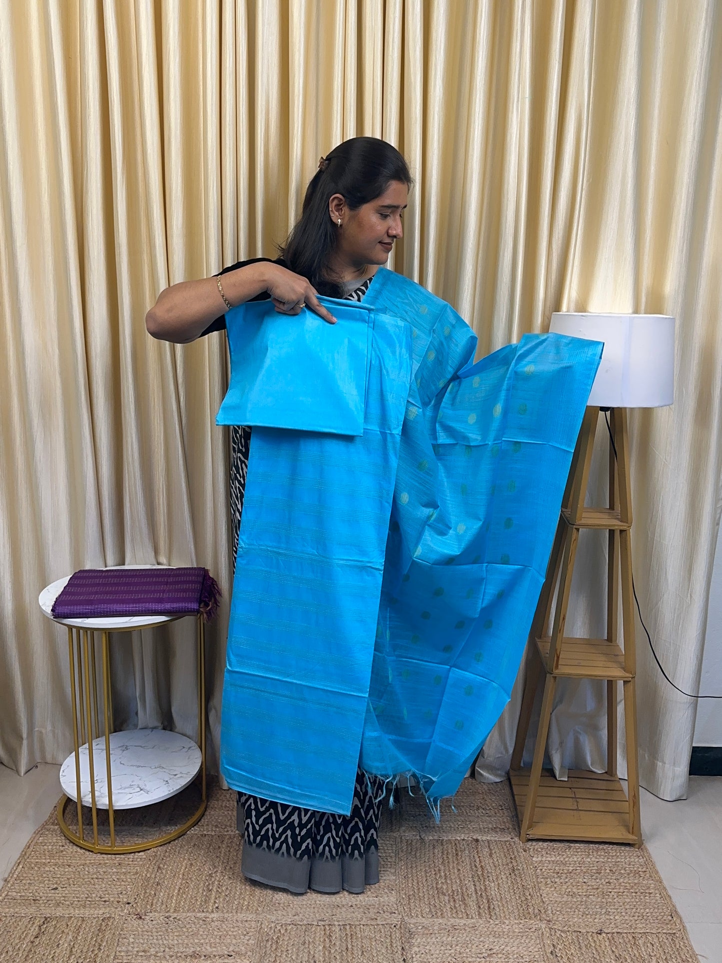 Matka Tussar inspired salwar suit [sky blue]