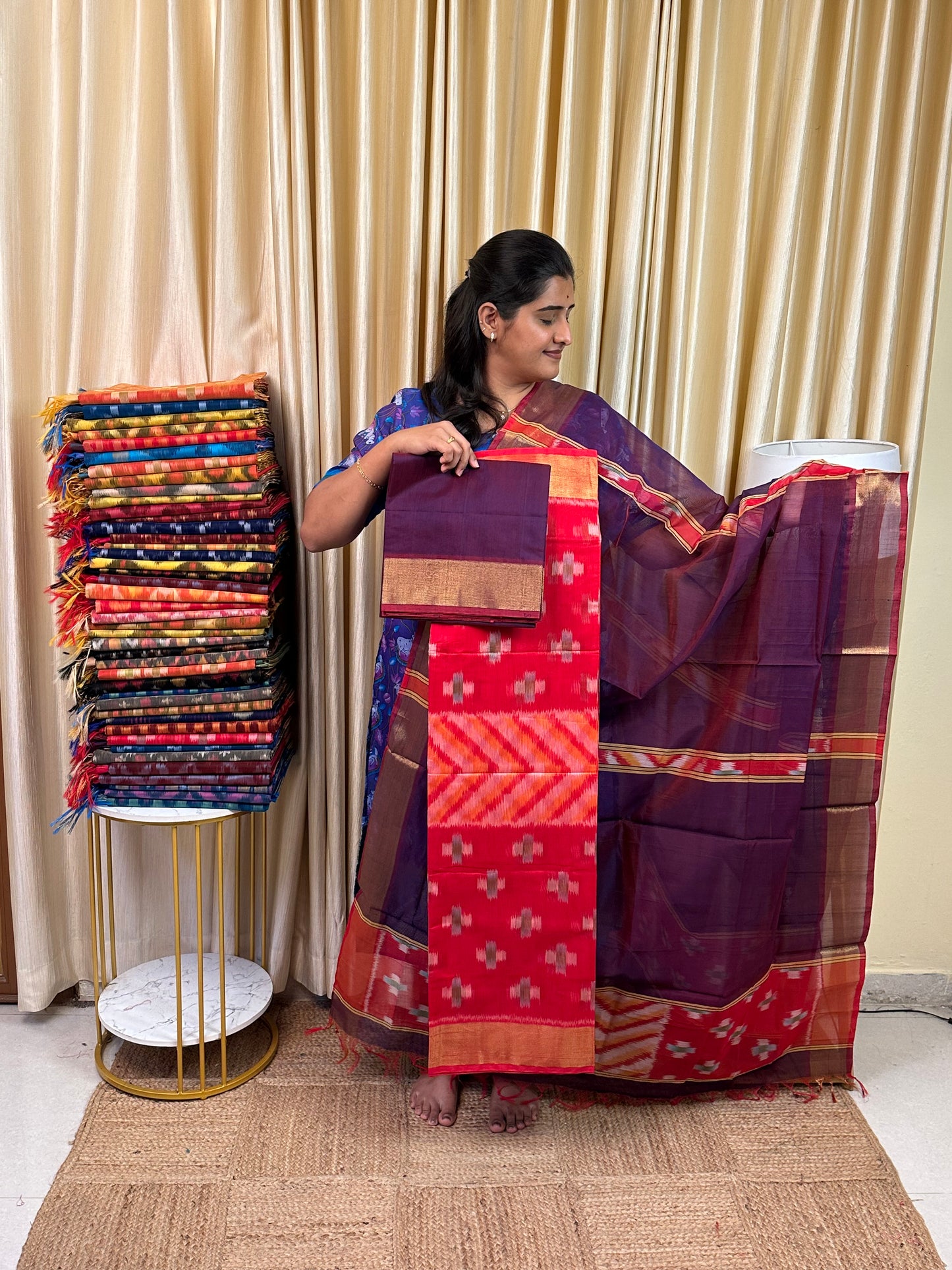 Handloom Pochampalli Sico 3 piece set -KHP 2