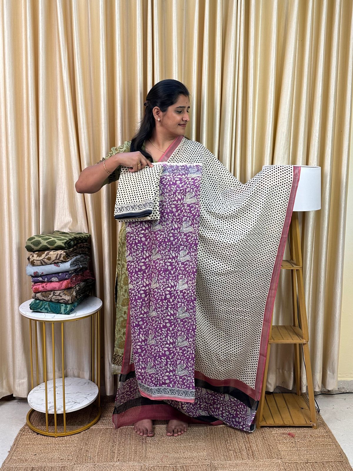 Linen cotton Block printed 3 piece set -1