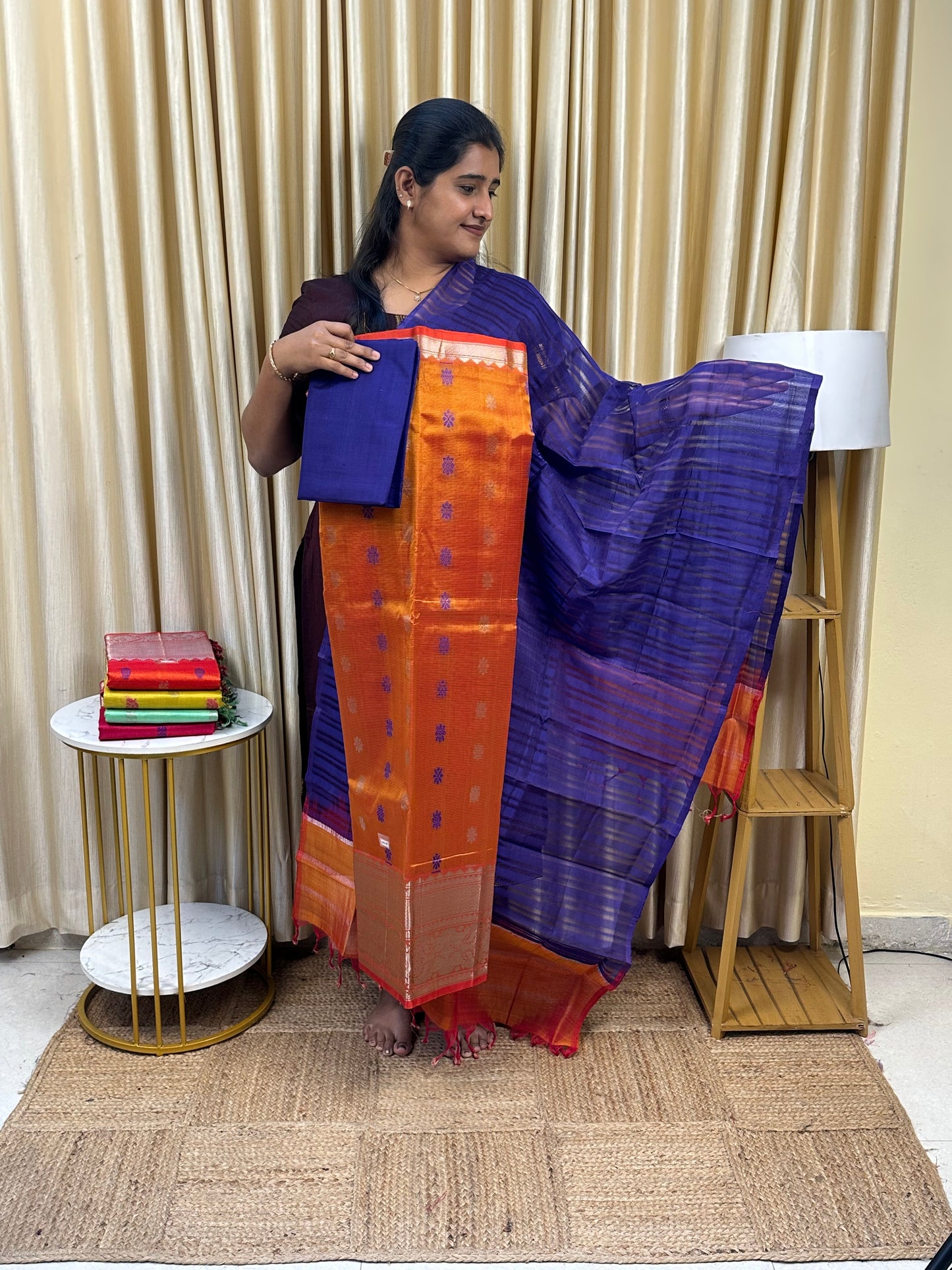 YAZHI 21 Big border Mangalgiri handloom Floral butta