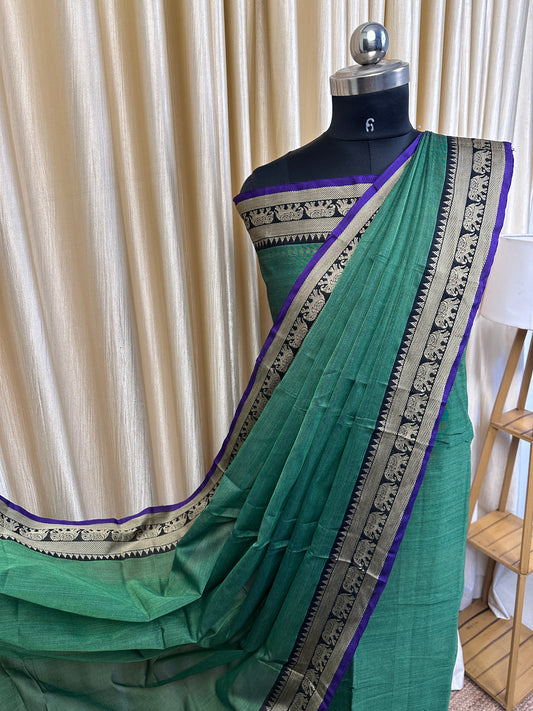 Saral- Narayanpet dress material - dual green