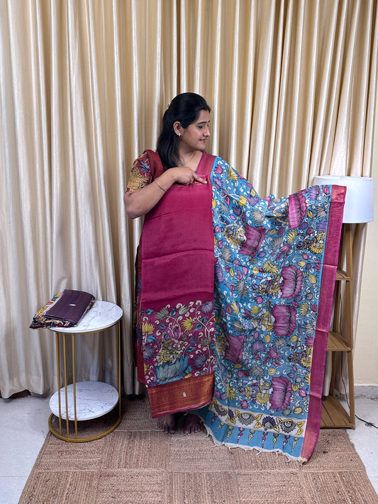Authentic pen kalamkari Handsketched dress material - PK23