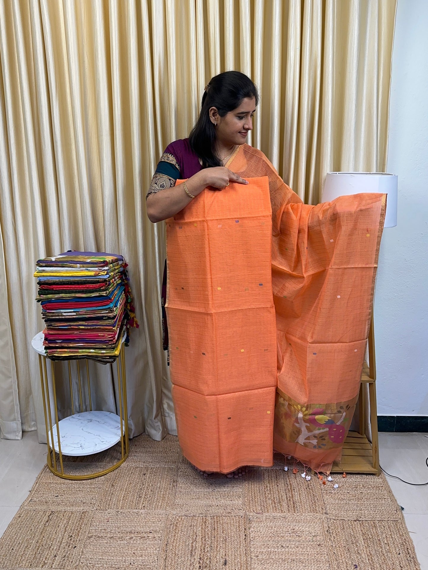 Checks Paithani Muslin Jamdhani-2