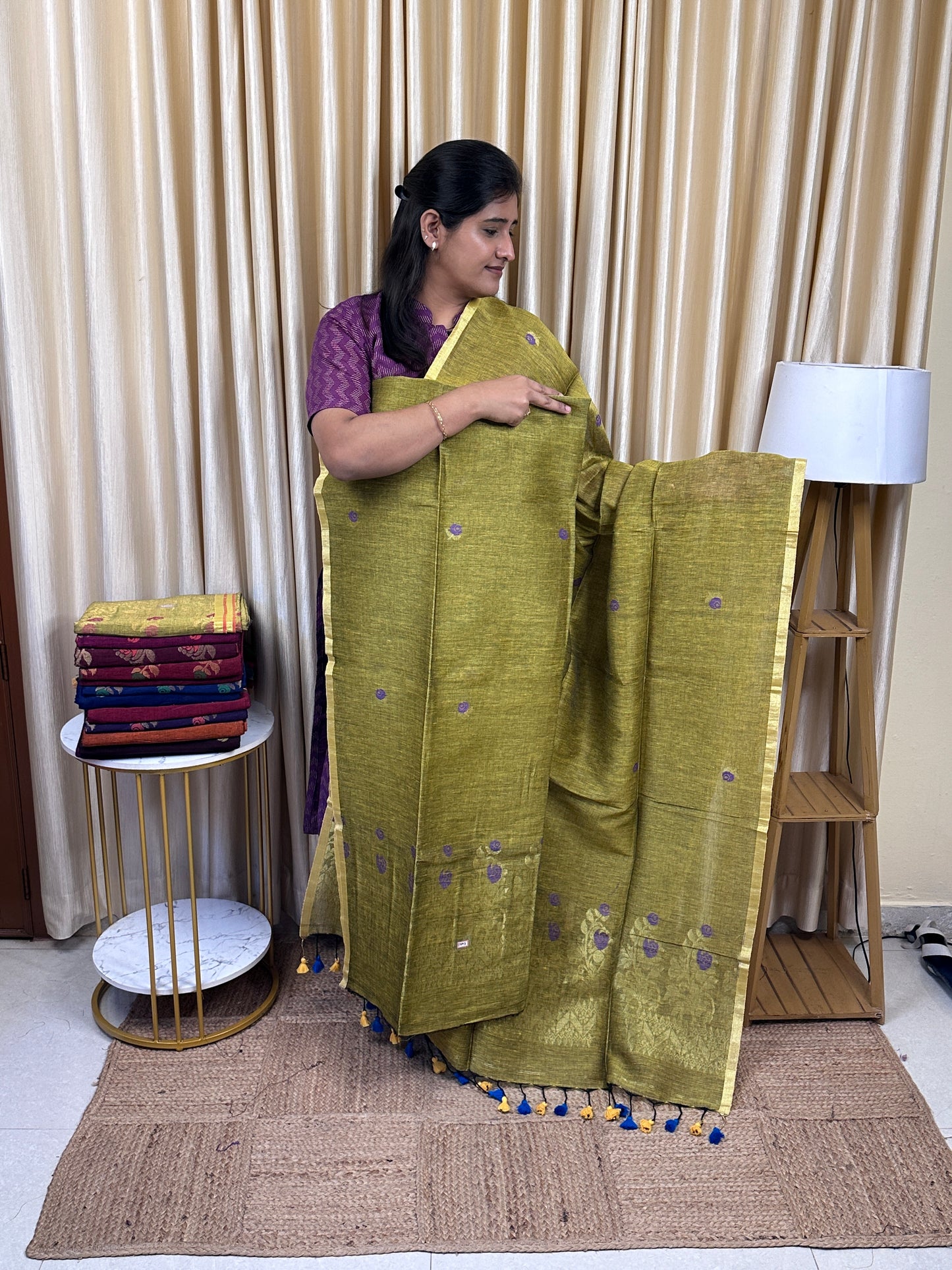 Linen Banarasi Jamdhani handloom JAM3