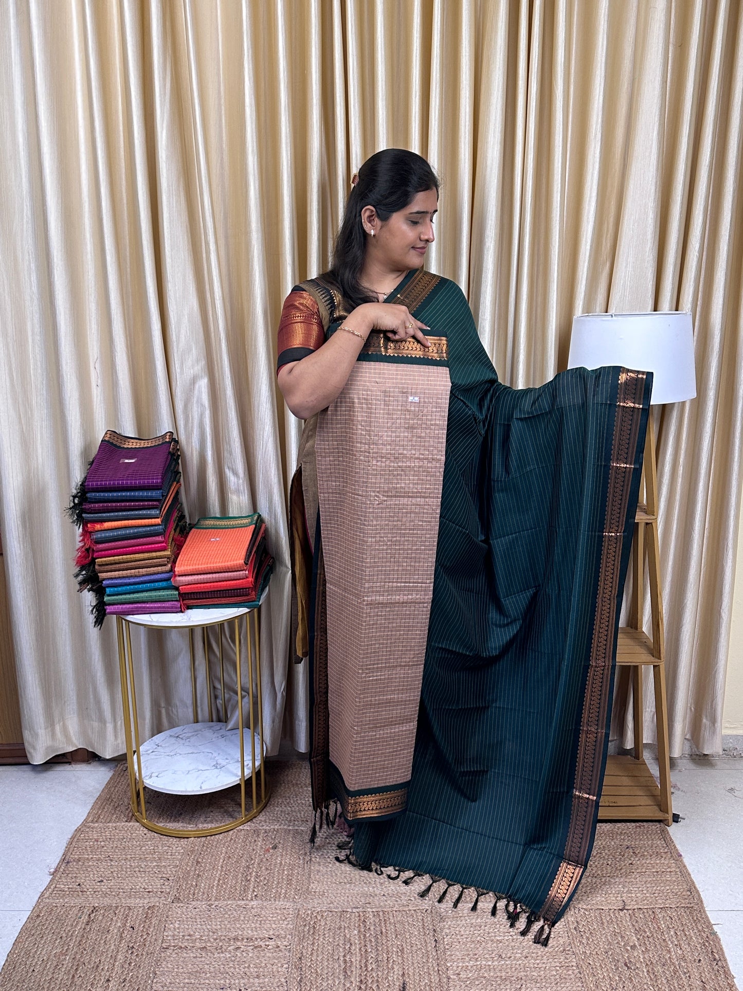 Kalyani checks silk by cotton 2 piece set - 9