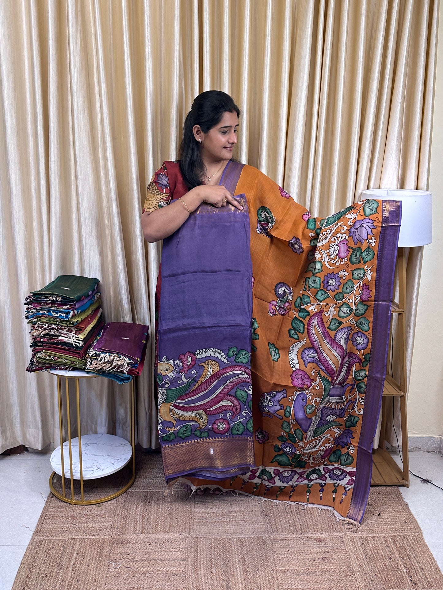Authentic pen kalamkari Handsketched dress material - PK8