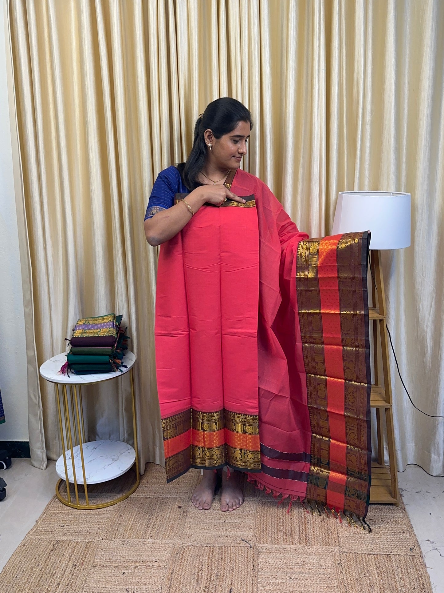 Fusion kanchi cotton bigborder-Pink