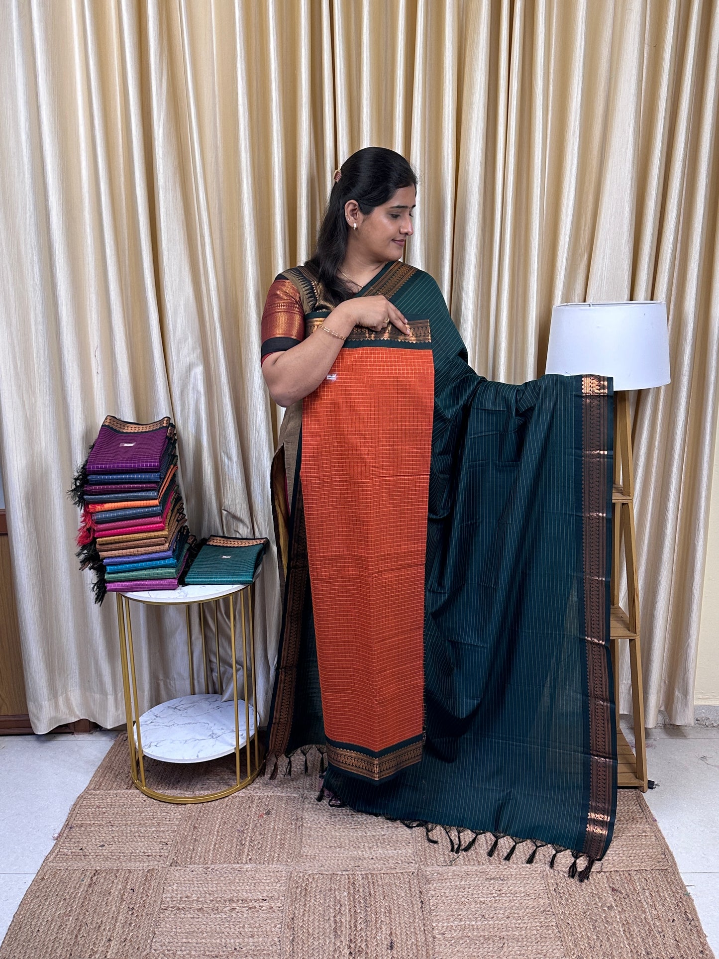Kalyani checks silk by cotton 2 piece set - 14