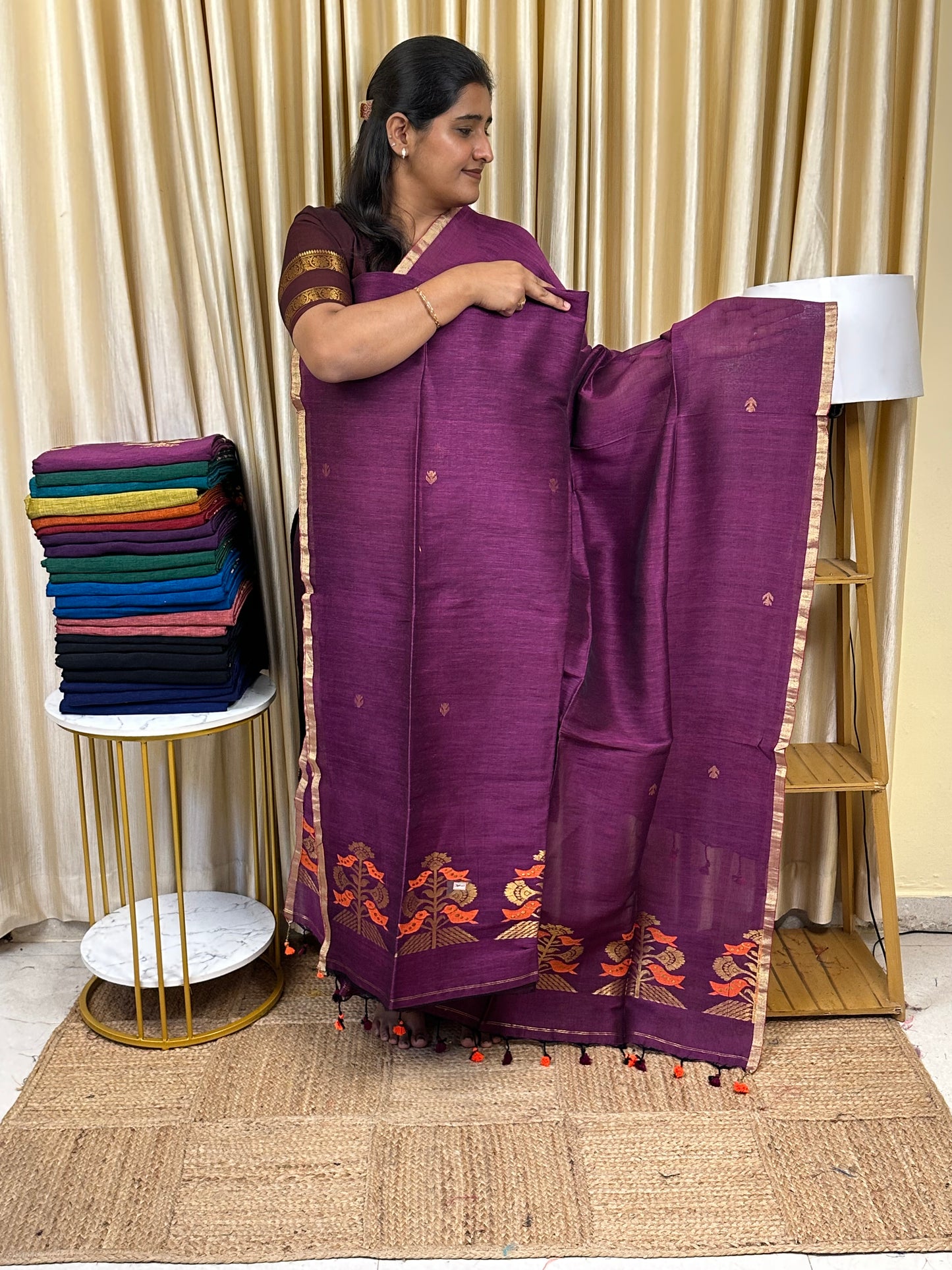 Linen Banarasi Jamdhani handloom JAM67