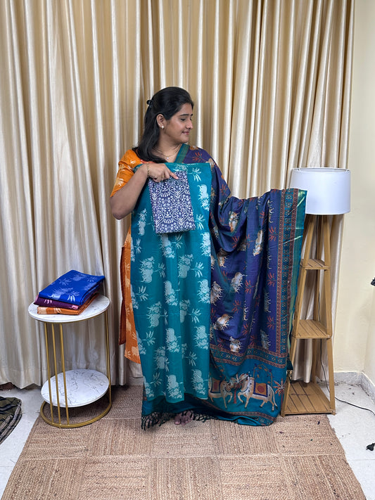 Pichwai soft silk 3 piece set PICH2