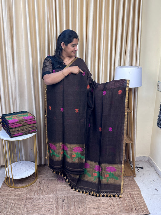 Paithani Linen Handwork Jamdhani 2 piece set -LPL4