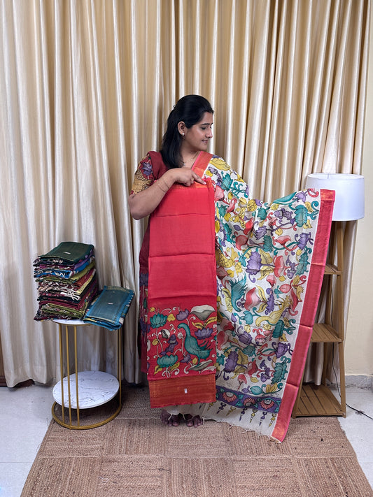Authentic pen kalamkari Handsketched dress material - PK11