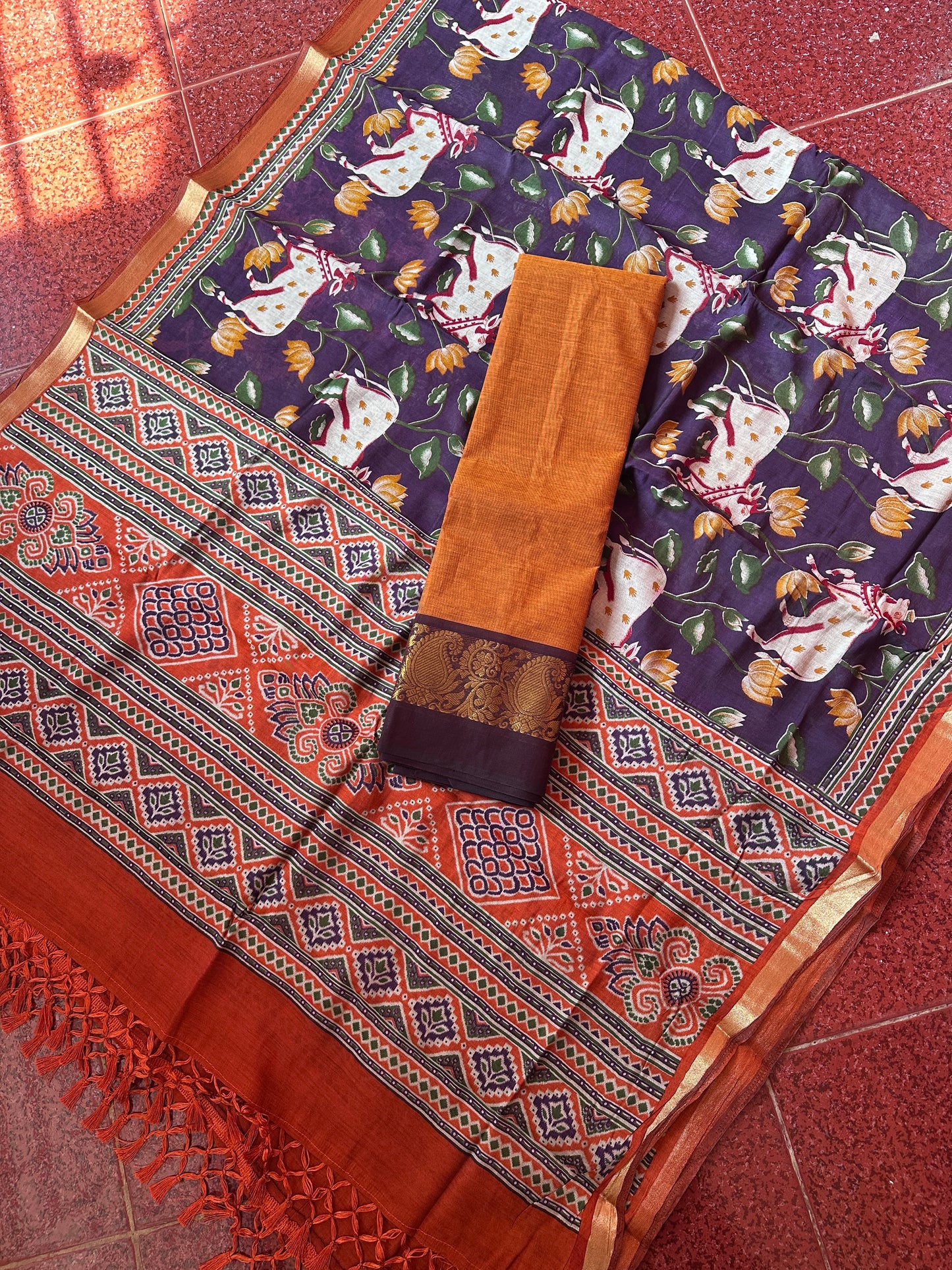Mix and Match (2 piece  set)Burnt orange and violet -MCB2