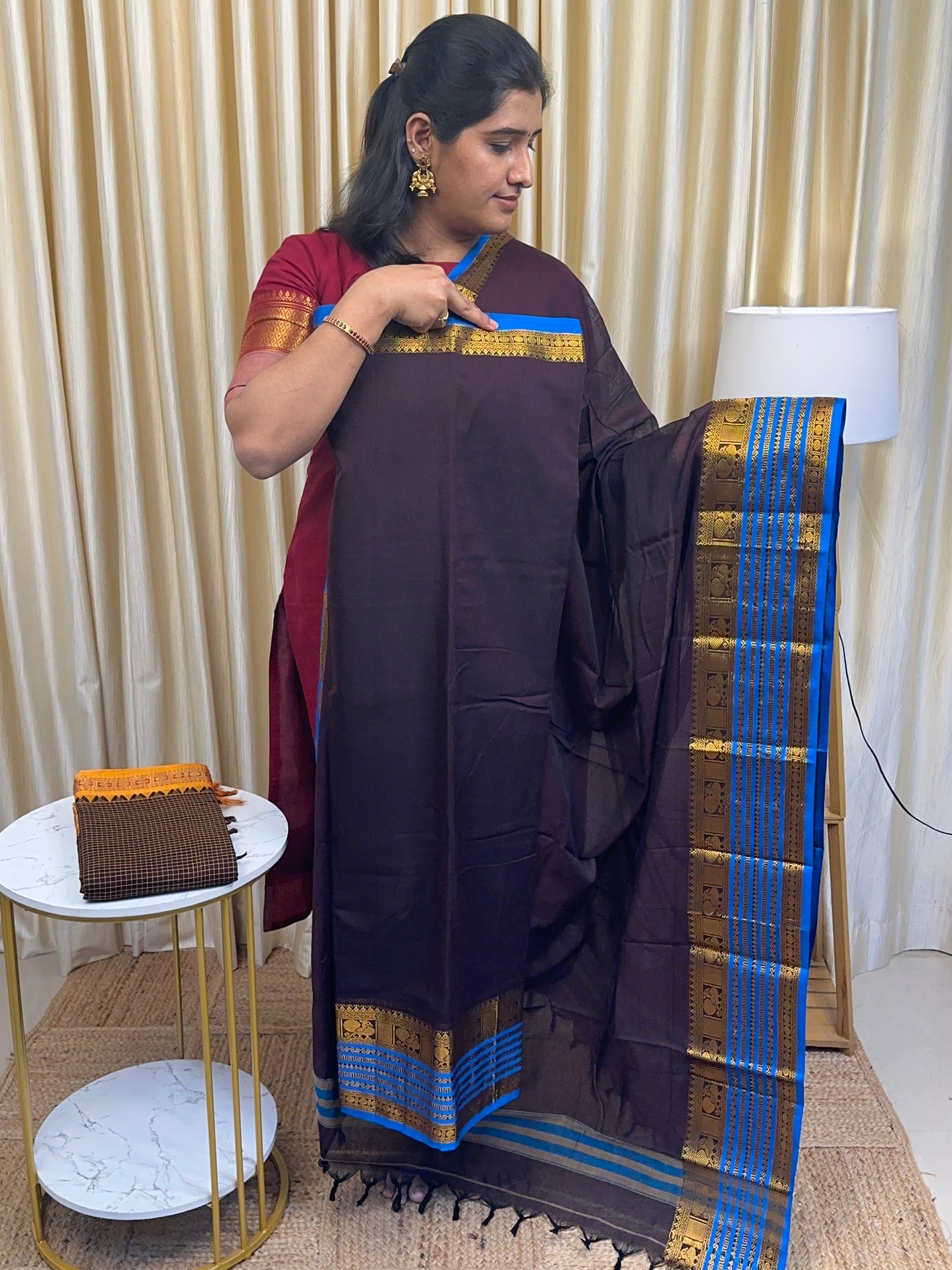 Roasted Plum royal border Narayanpet Salwar suit