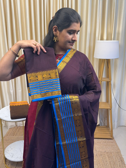 Roasted Plum royal border Narayanpet Salwar suit