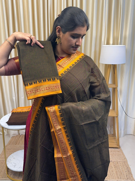 Black checked Narayanpet Salwar suit