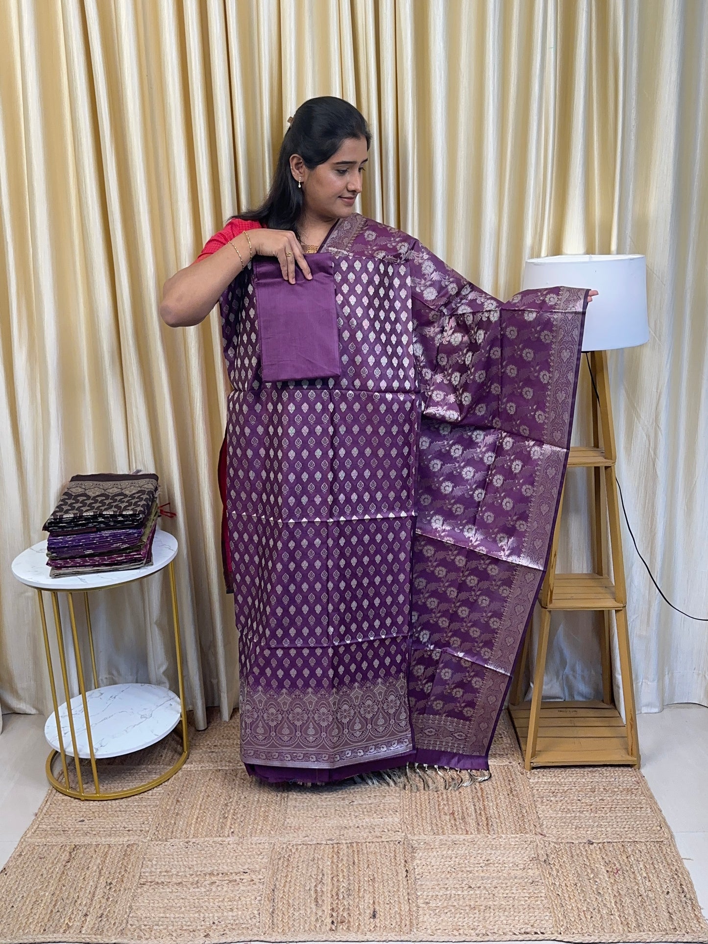 Brocade banarasi silkcotton 3 piece salwar set-1