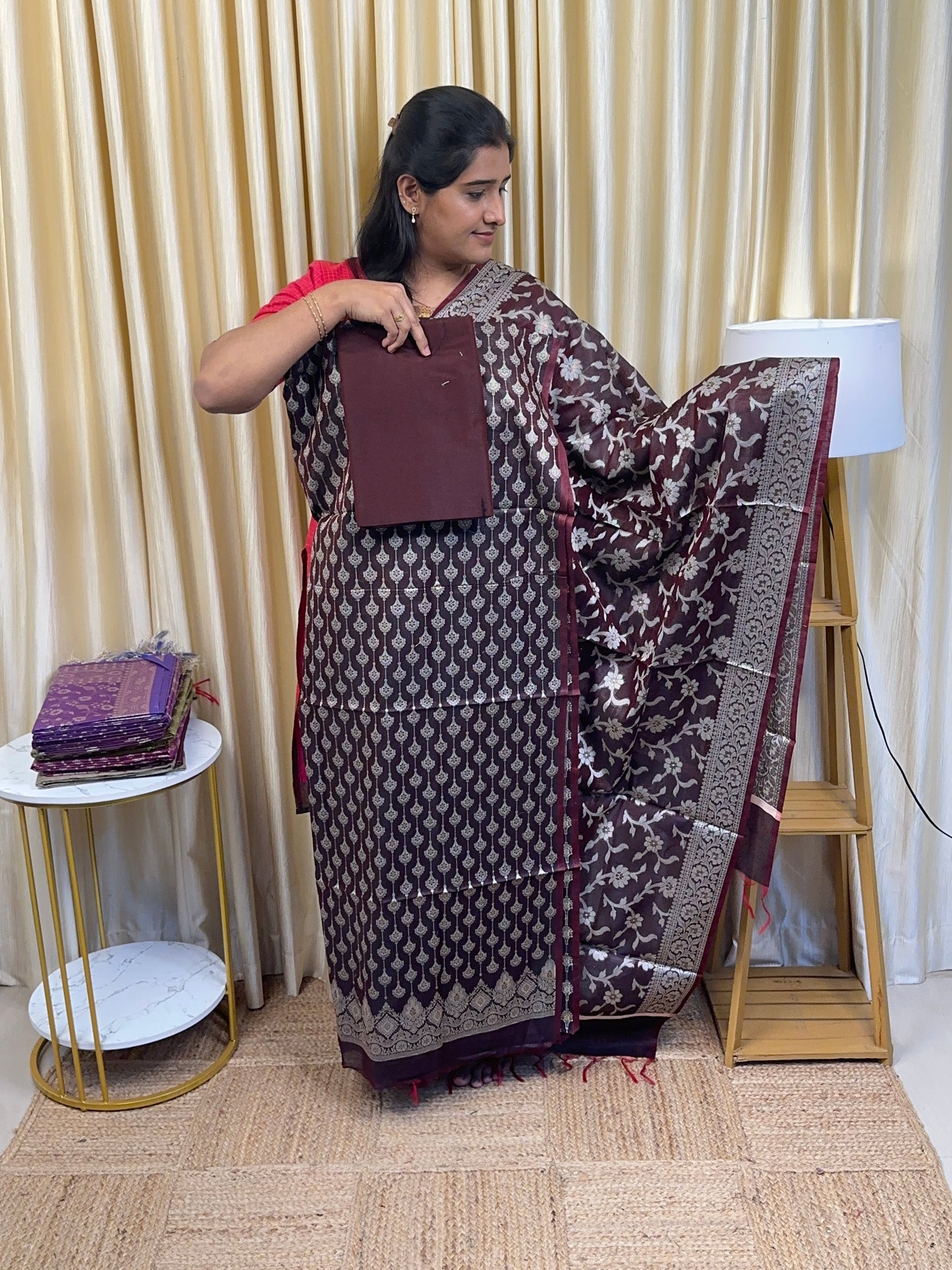 Brocade banarasi silkcotton 3 piece salwar set-7