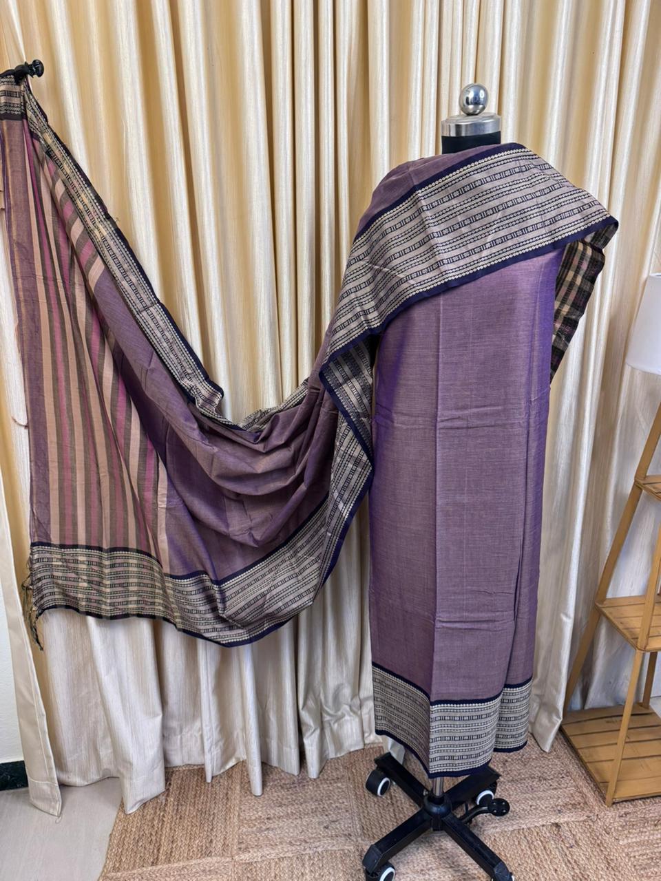 Isha - Narayanpet dress material dusty lavender