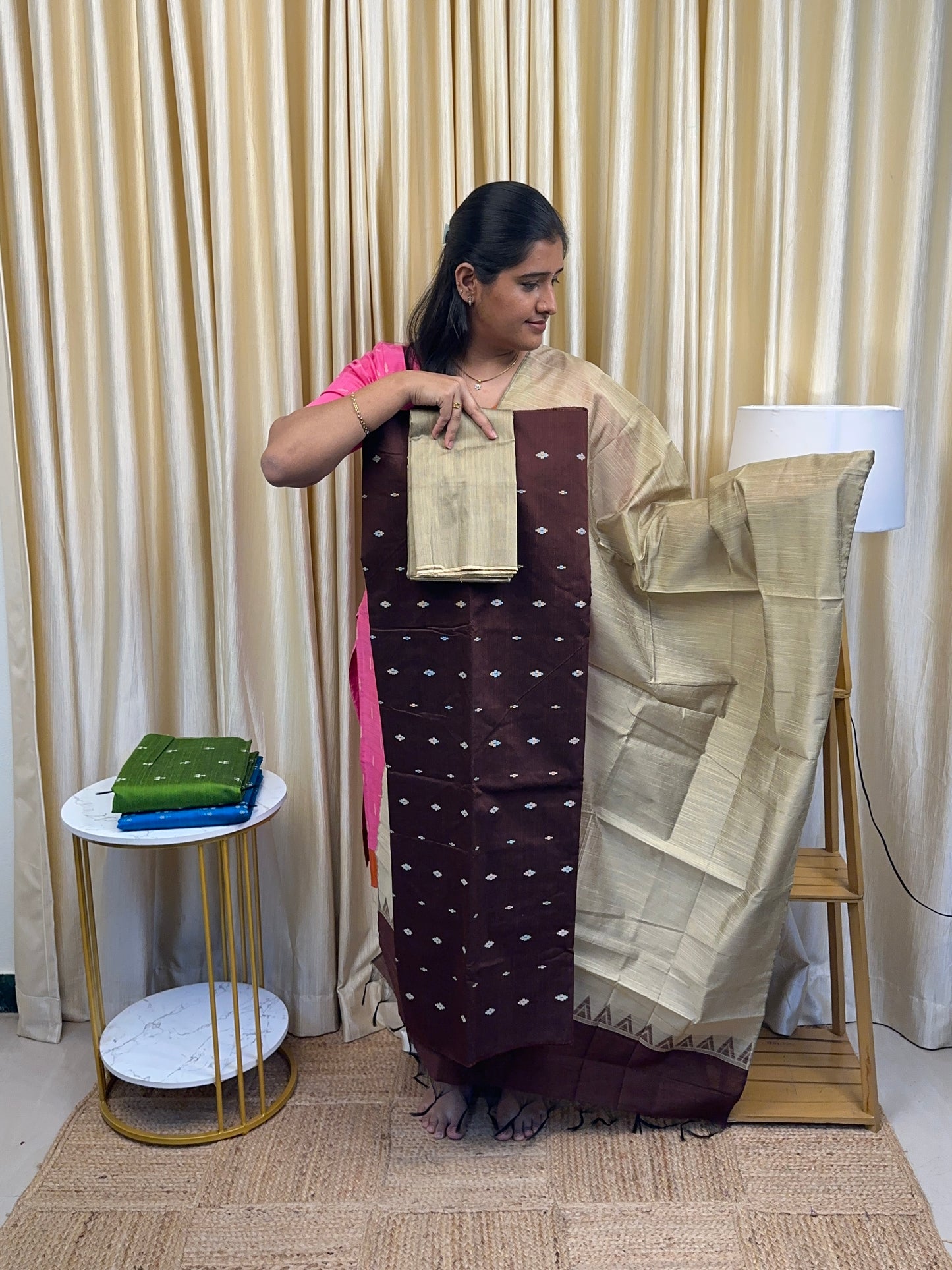 Coffee brown Dupion Salwar suit