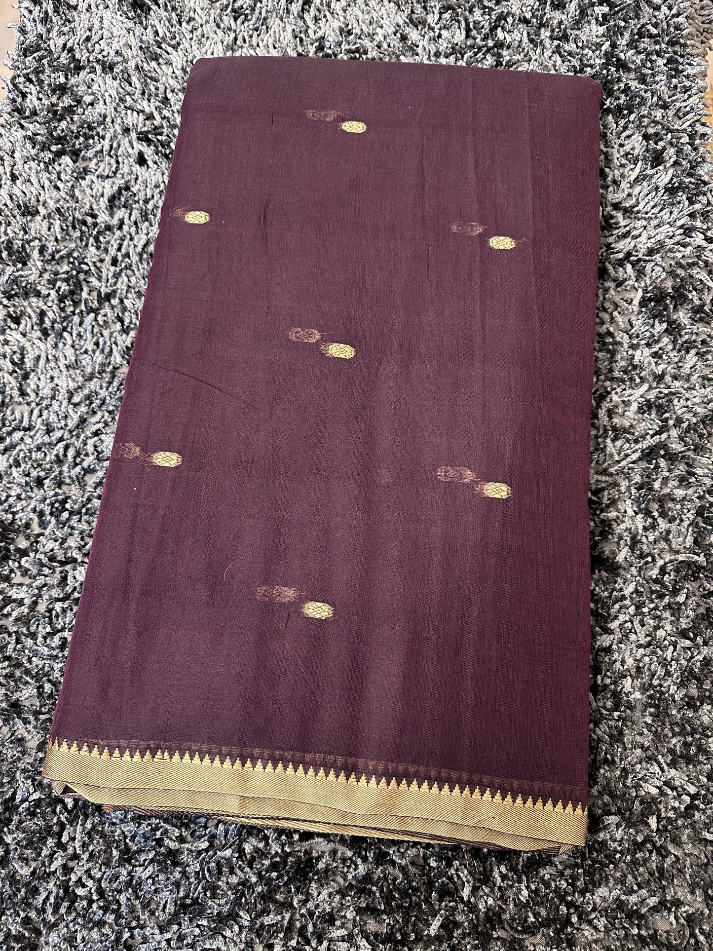 Narayanpet special butta fabric 1 meter cut  - Roasted plum