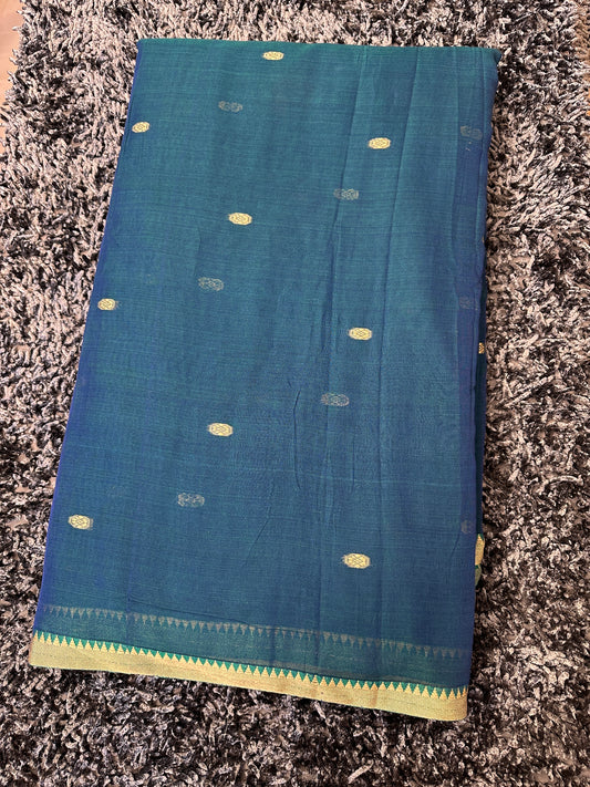 Narayanpet special butta fabric 1 meter cut  - Peacock blue