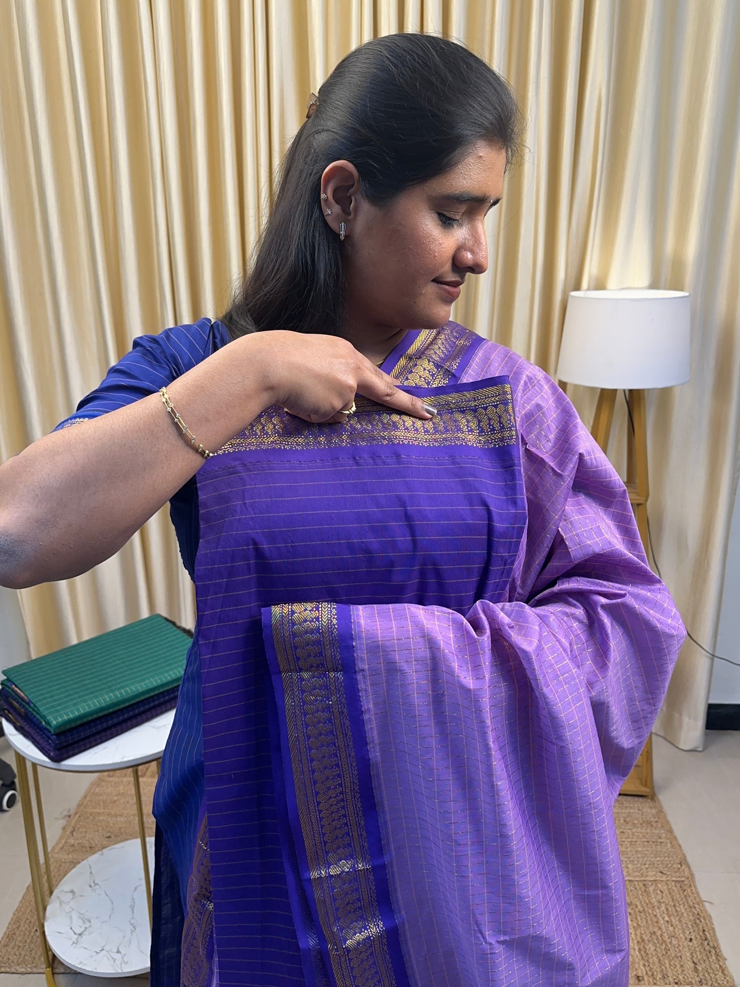 Shades of lavender -kalyani silk by cotton