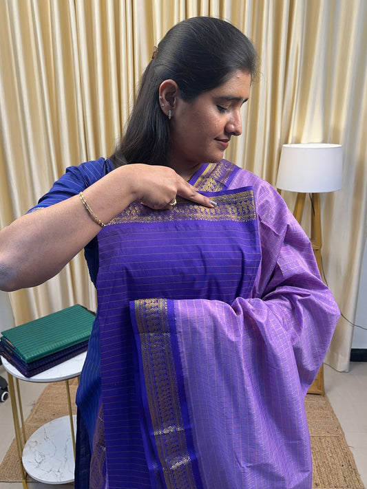 Shades of lavender -kalyani silk by cotton