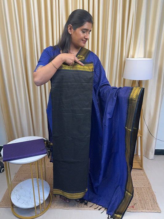Black and Blue -kalyani silk by cotton
