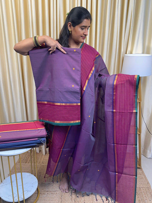 Shades of violet - Chettinad suit