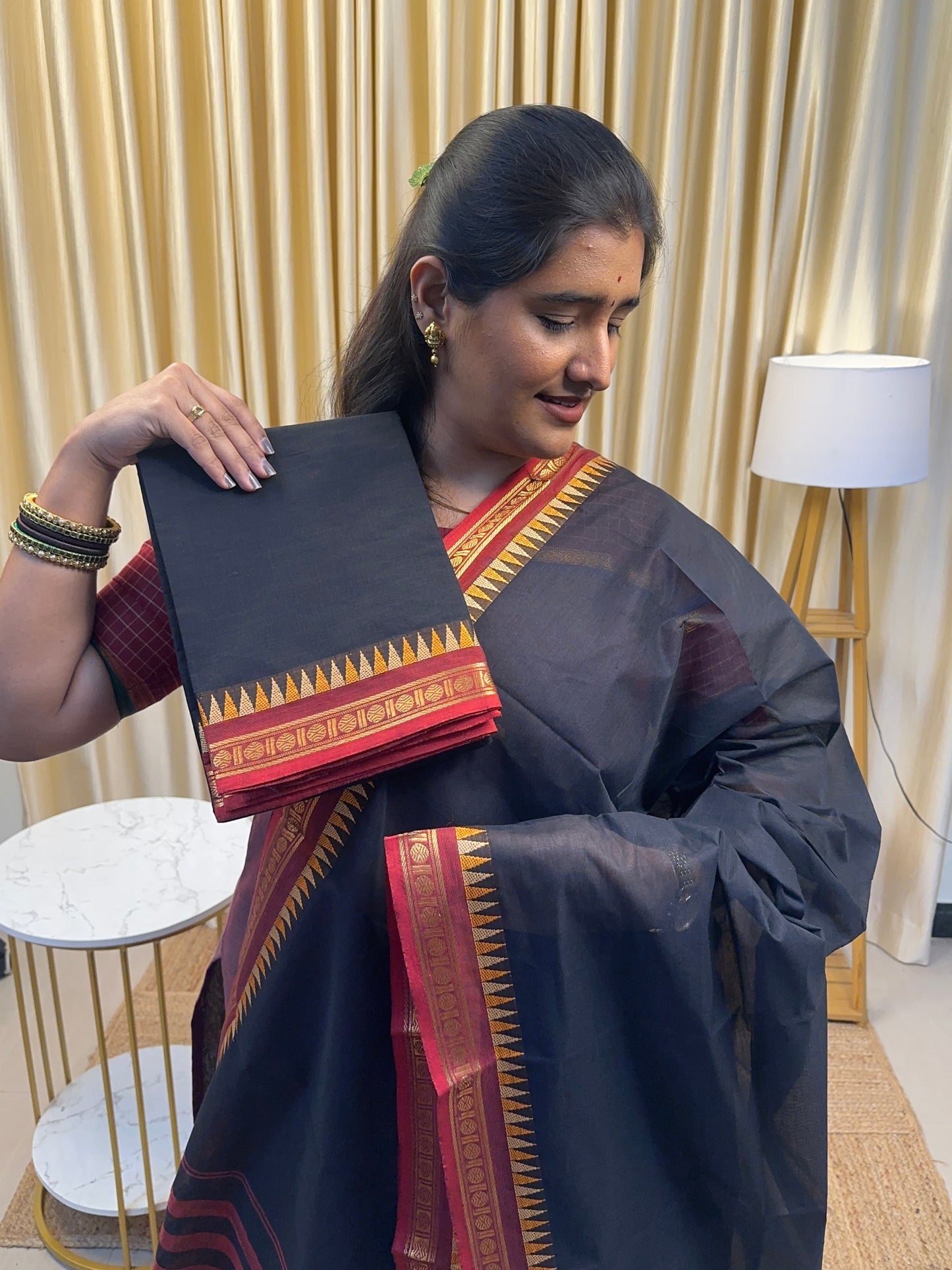 Velvet night Kanchi small border 2 piece set