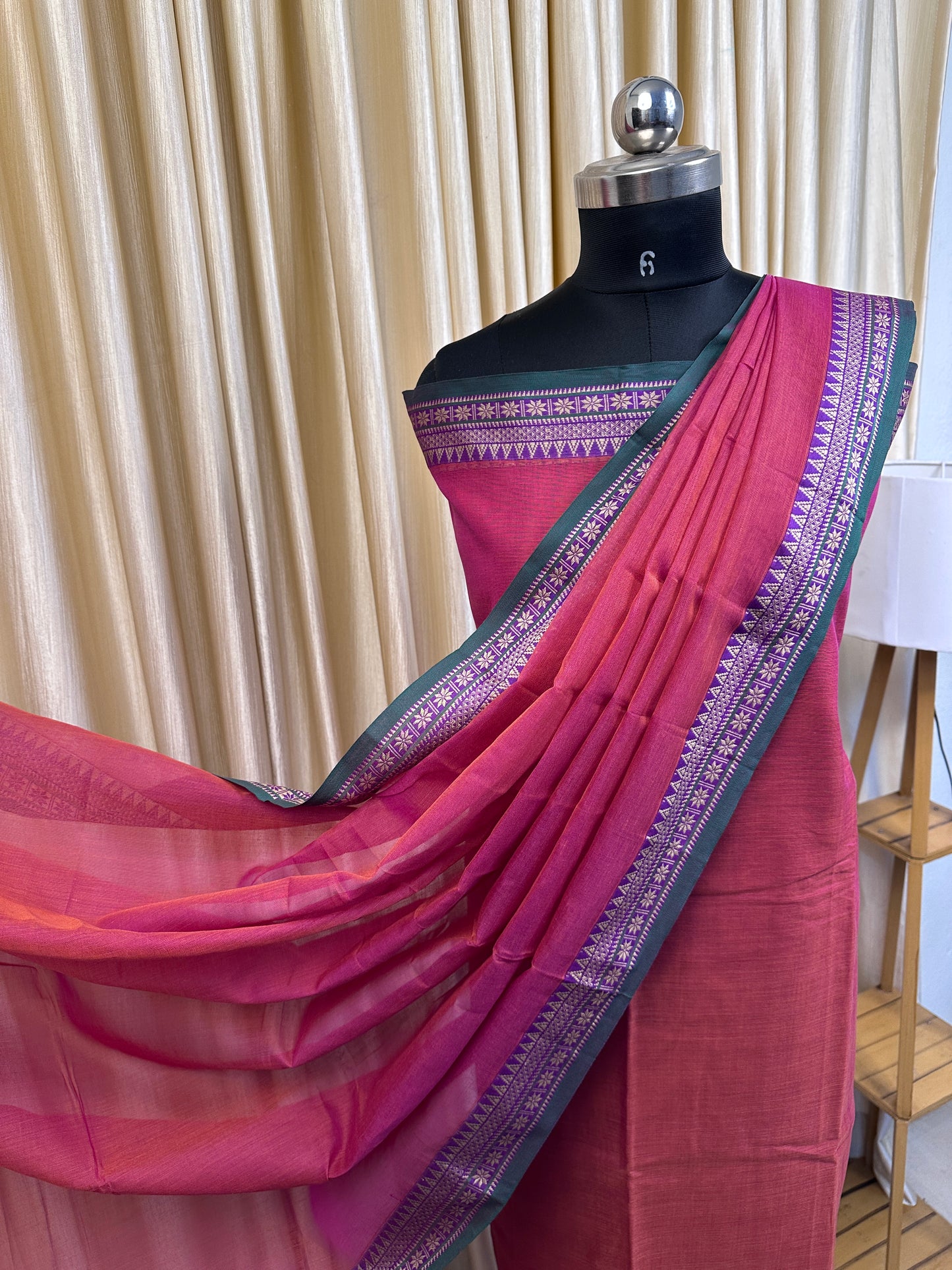 Narayanpet dress material star border- peach