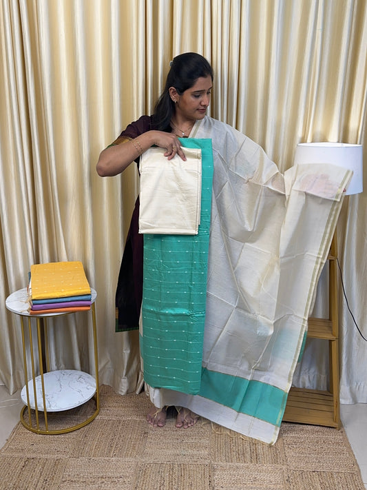 Turquoise Chanderi Salwar Suit