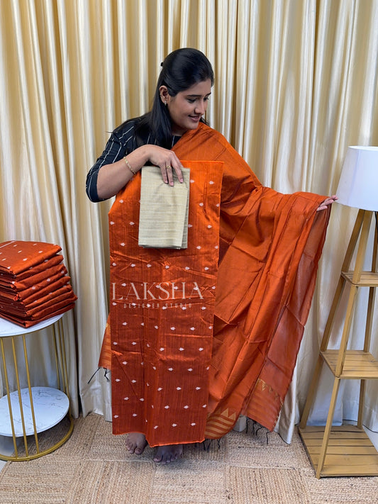 Orange Dupion Salwar Suit