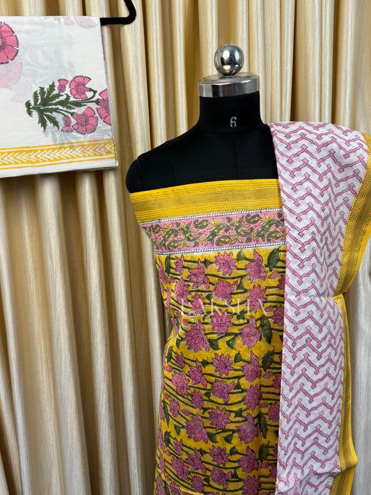 Maheshwari silk Salwar Suit-Yellow