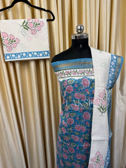 Maheshwari silk Salwar Suit-Blue