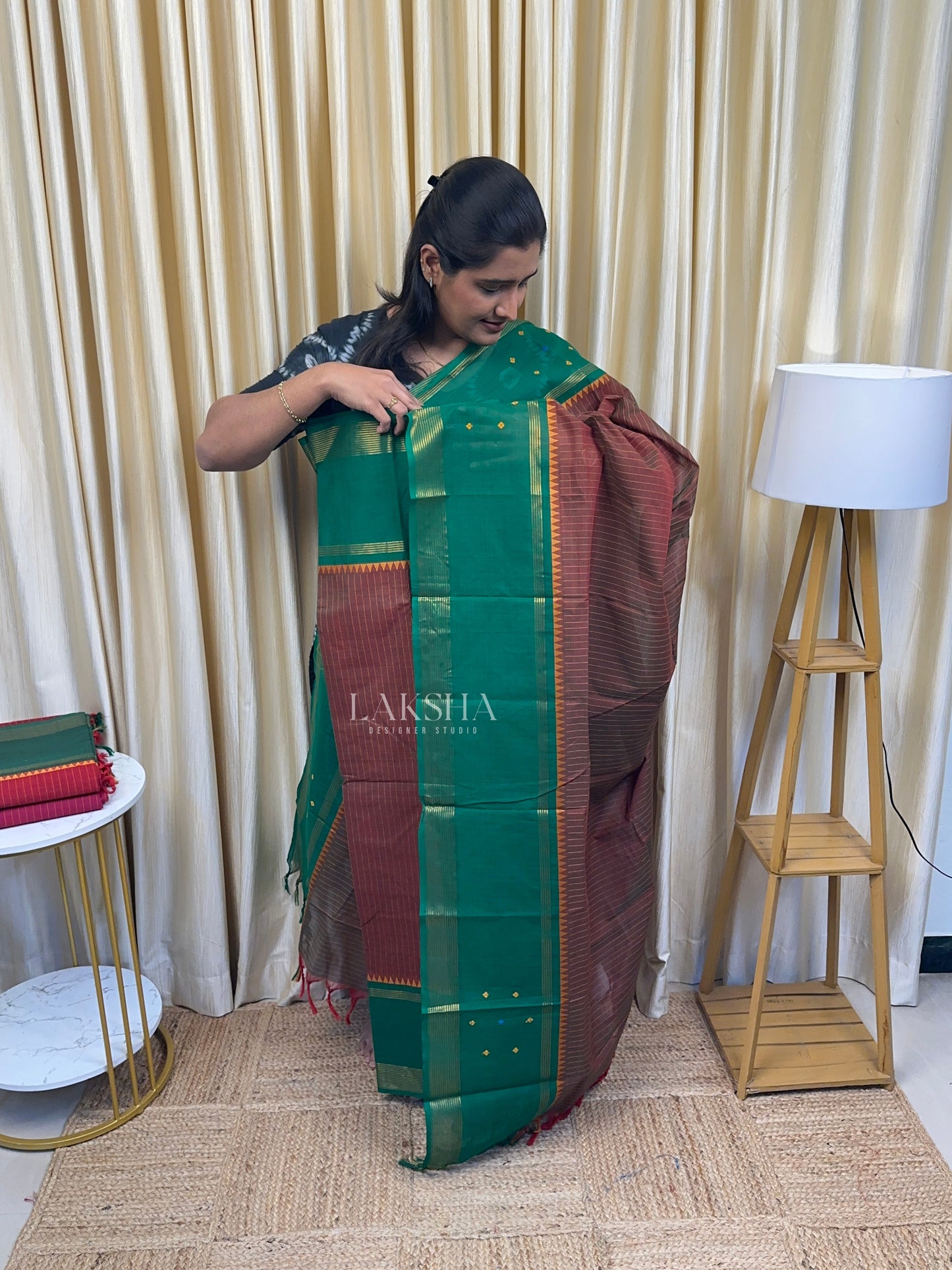 Chettinad Cotton-Brown Dual tone